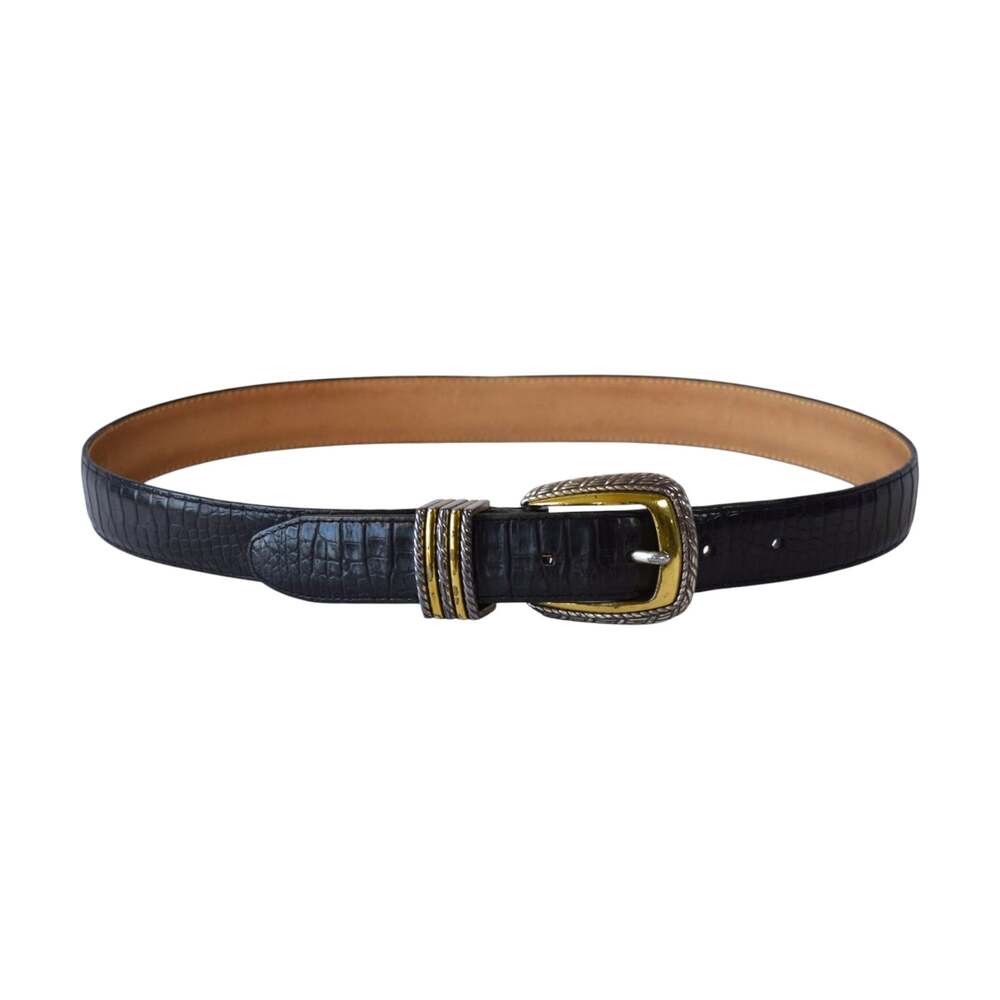 Vintage Brighton Black Croc Leather Belt Size Medium